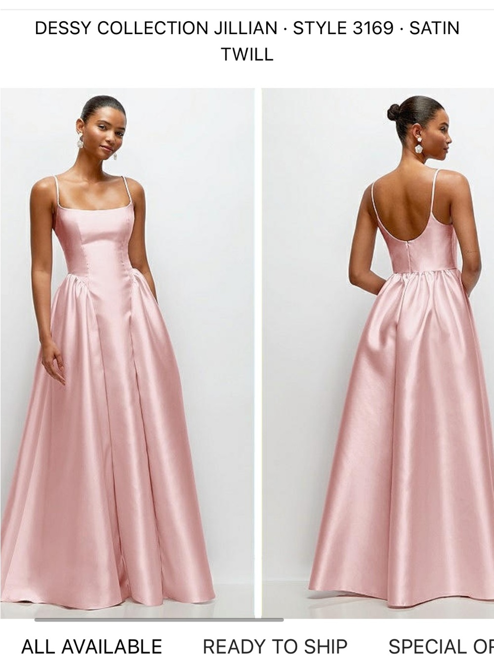Dessy Collection Jillian Satin Twill Gown in Ballet Pink